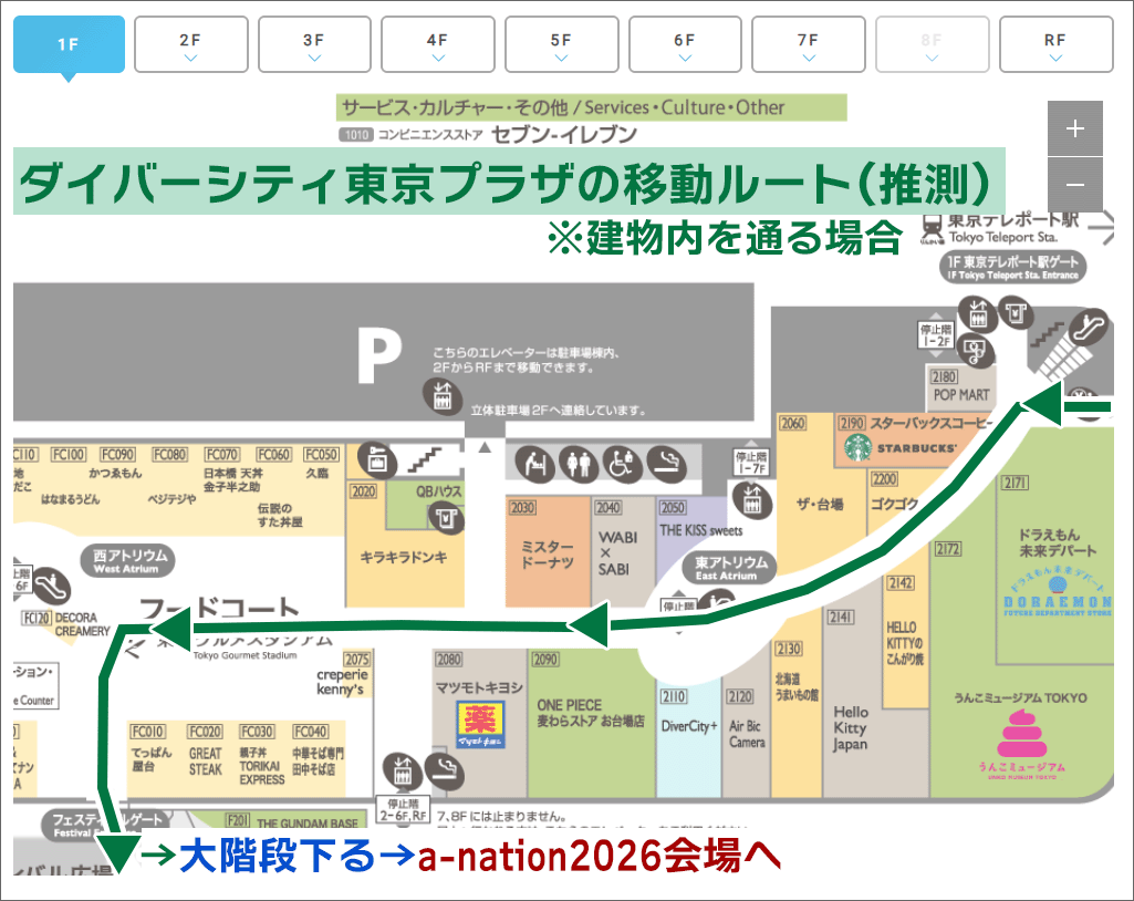 ダイバーシティ東京プラザ内の歩き方01