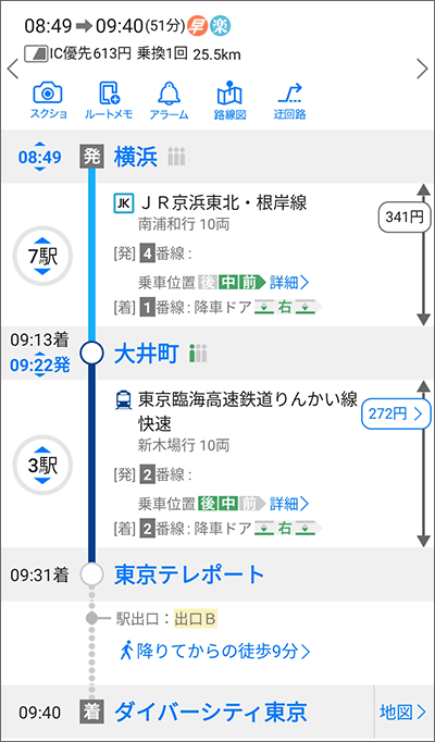 横浜駅からa-nation東京会場へのタイムスケジュール