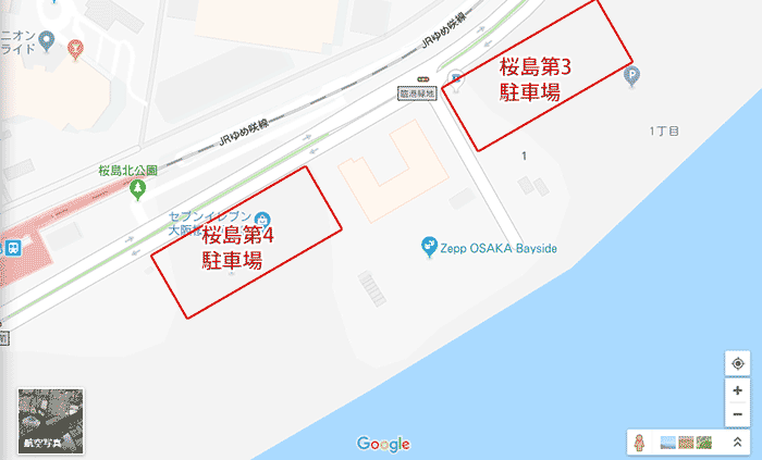 桜島第4駐車場と、桜島第3駐車場の場所